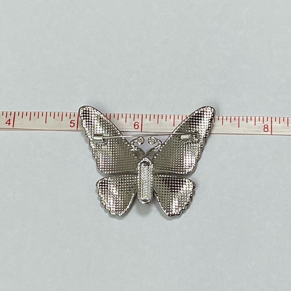 Pink and Silver Butterfly Brooch - Picture 6 of 6